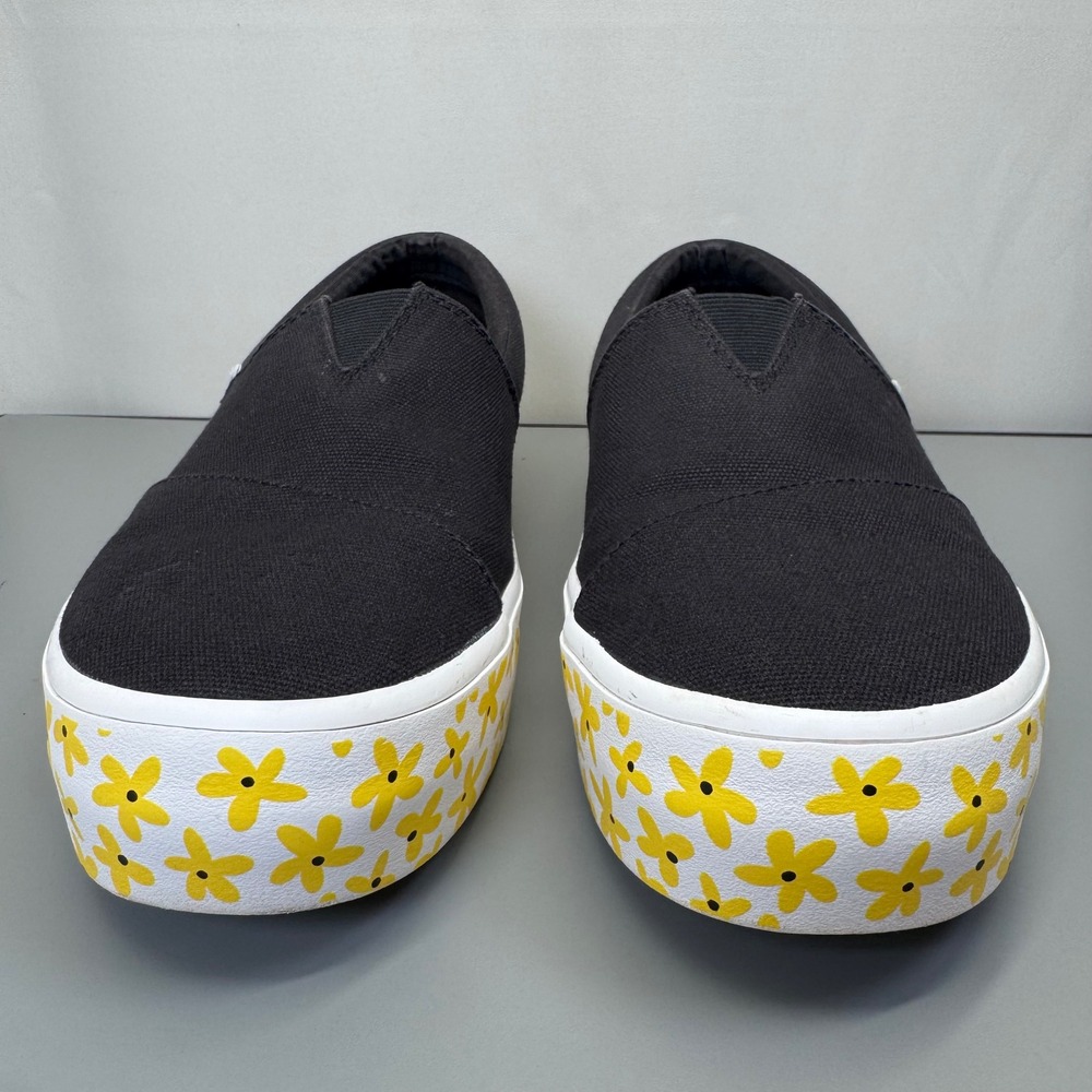 Toms ALP Fenix Women Size 9 Black Slip on Canvas Yellow Floral Platform 10019813 - Picture 3 of 9